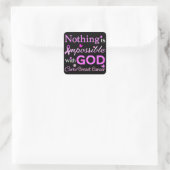 Niets is onmogelijk met GOD Vierkante Sticker (Tas)