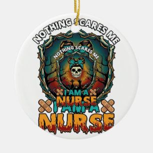 Niets Maakt Me Bang Verpleegster Halloween Schedel Keramisch Ornament
