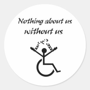 Niets over ons zonder ons! ronde sticker
