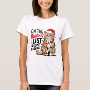 "Niets Te Betreuren" Grappige Verwarde Kerstkat T-shirt