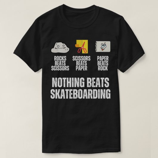 Niets verslaat Skateboarden Rock Paper Scissors Fu T-shirt (Design voorkant)