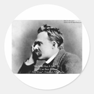Nietzsche "A Why" Wisdom Quote Gifts & Kaarten Ronde Sticker
