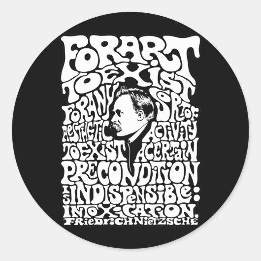 Nietzsche - Art Ronde Sticker (Voorkant)