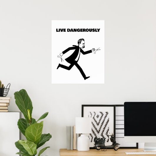 Nietzsche die met een schaar leeft gevaarlijk poster (Thuiskantoor)