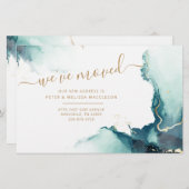 Nieuw Adres Agate Script Moving Announcement Card Briefpapier (Voorkant / Achterkant)