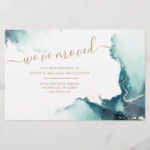 Nieuw Adres Agate Script Moving Announcement Card Briefpapier