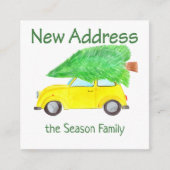 Nieuw adres auto en kerstboom informatiekaartje (Voorkant)