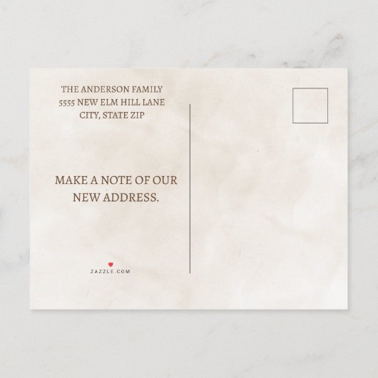 Nieuw adres Bewegende aankondiging Birdhouse Flowe (Achterkant)