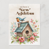 Nieuw adres Bewegende aankondiging Birdhouse Flowe (Voorkant)