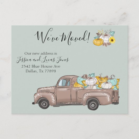 Nieuw adres Bewegende Aankondiging Herfst Pompoen (Voorkant)