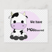 Nieuw adres - bewegende schattige koe briefkaart (Voorkant)