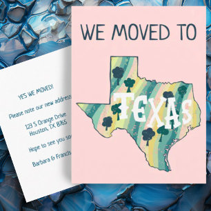 NIEUW ADRES Bewegende TEXAS staat geïllustreerde k Briefkaart