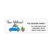 Nieuw Adres blauw fiat 500 kerstcadeaulabel Etiket (Voorkant)