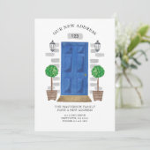 Nieuw Adres Blauwe Waterverf Deur Aankondiging (Staand voorkant)