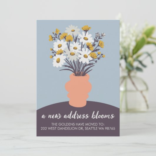 Nieuw adres Blooms Bewegende aankondiging Boeket (Staand voorkant)