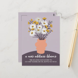 Nieuw adres Blooms Bewegende aankondiging Boeket Briefkaart