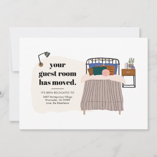 Nieuw adres Boho Guest Bedroom Decor Moving Aankondiging (Voorkant)