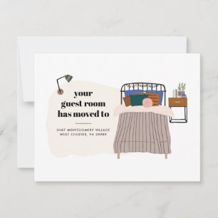 Nieuw adres Gastenkamer Verhuisaankondiging Notitiekaartje