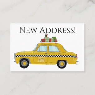 Nieuw adres gele taxicab Kerstcadeaus Visitekaartje