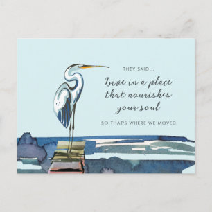 Nieuw adres: Great Blue Heron Waterfront Aankondigingskaart