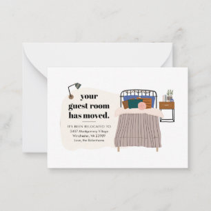 Nieuw adres Guest Room Decor Verhuisaankondiging Notitiekaartje