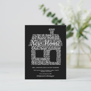 Nieuw Adres Huis Vorm Word Art Moving Phrases Aankondigingskaart