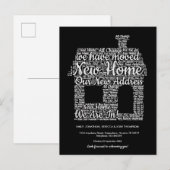 Nieuw Adres Huis Vorm Word Art Moving Phrases Aankondigingskaart (Voorkant / Achterkant)