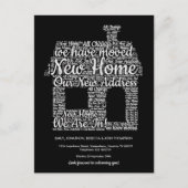 Nieuw Adres Huis Vorm Word Art Moving Phrases Aankondigingskaart (Voorkant)