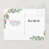 Nieuw adres | Kerstmis Gulded Greenery Black Briefkaart (Achterkant)