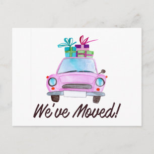 Nieuw adres Klassieke kerstauto Briefkaart