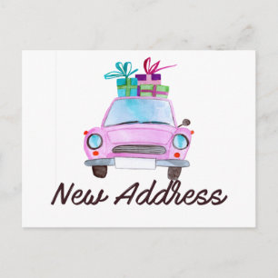 Nieuw adres Klassieke kerstauto Briefkaart