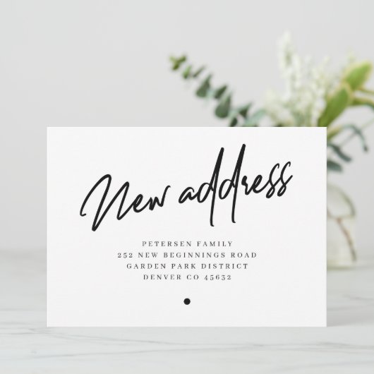 Nieuw adres modern script verplaatsen aankondiging (Staand voorkant)