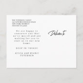 Nieuw adres modern script verplaatsen aankondigingskaart (Achterkant)