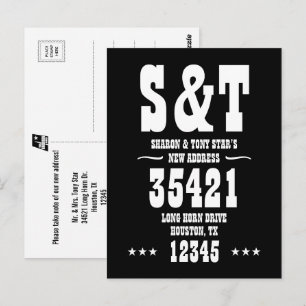 Nieuw adres Monogram Westerne stijl gepersonalisee Briefkaart