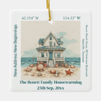 Nieuw Adres Nieuwe Beginnen Strandhuis Opwarmingsf Keramisch Ornament