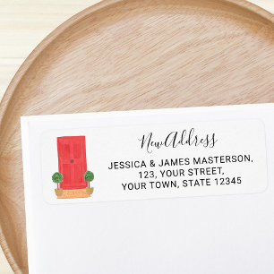 Nieuw adres rode deur etiket