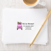 Nieuw Adres Roze auto met kerstcadeaus Etiket (Insitu)