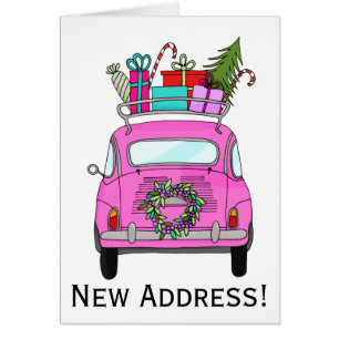 Nieuw adres Roze Retro Fiat 500 kerstcadeaus