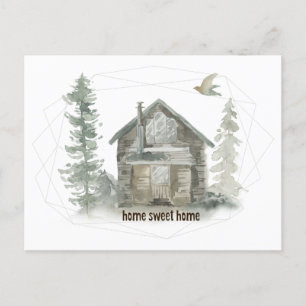 Nieuw adres: Rustic Cabin Home Sweet Home Aankondigingskaart