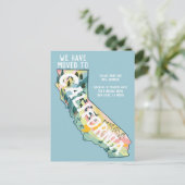 NIEUW ADRES Verhuisd naar California State Map Briefkaart (Staand voorkant)
