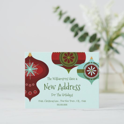 Nieuw adres voor de Feestdagen | Kerstmis met Retr Briefkaart (Staand voorkant)