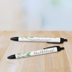 Nieuw Adres Zakelijke Groene Elementen Zwarte Inkt Pen