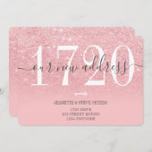 Nieuw adresnummer roze glitter script verplaatsing aankondiging (Voorkant / Achterkant)