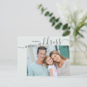 Nieuw adresscript elegante foto verplaatsen aankondigingskaart (Staand voorkant)