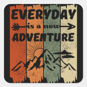 Nieuw avontuur wandelaars cadeau retro berg vierkante sticker