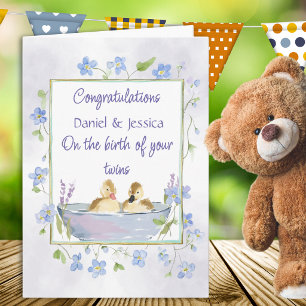 Nieuw Baby Tweeling Eendje Congratulatiekaart Kaart