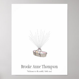 Nieuw baby vingerafdruk ballon gastenboek - Roze Poster