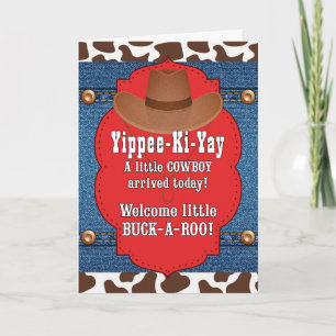 Nieuw babyboekje Gefeliciteerd Western Cowboy Them Kaart
