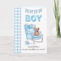 Nieuw babyboy wenskaart