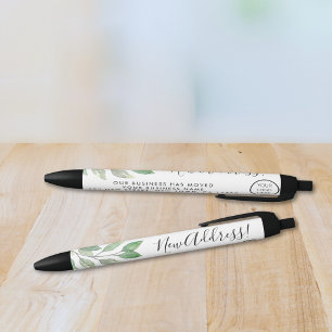 Nieuw bedrijfslogo adres zwarte inkt pen